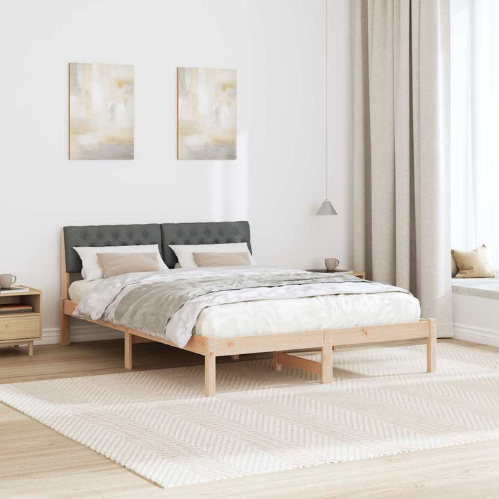 Sengestel brun og mørkegrå 135 x 190 cm Massivt fyrretræ