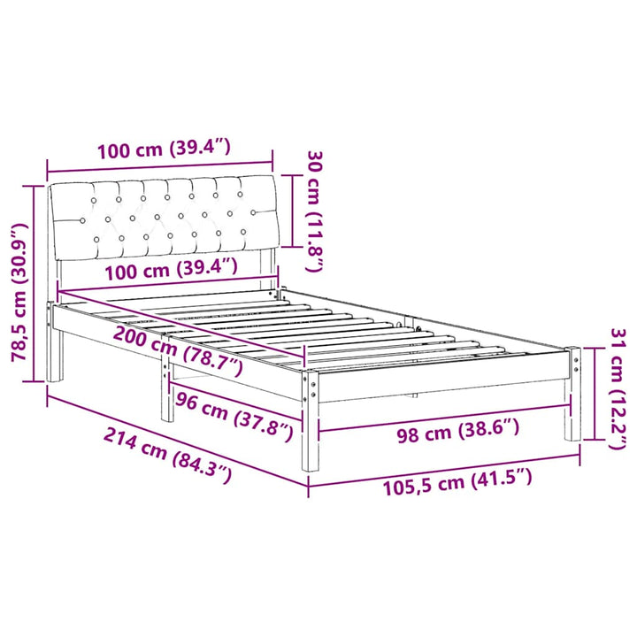 Sengestel Brun og taupe 100 x 200 cm Massivt fyrretræ