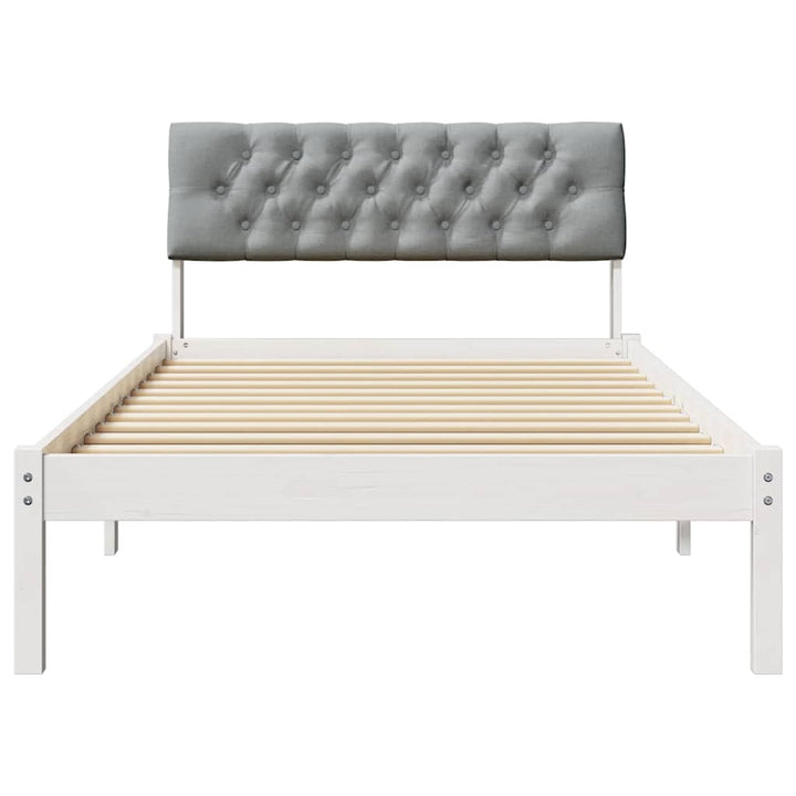 Sengestel Hvid og lys grå 100 x 200 cm Massivt fyrretræ