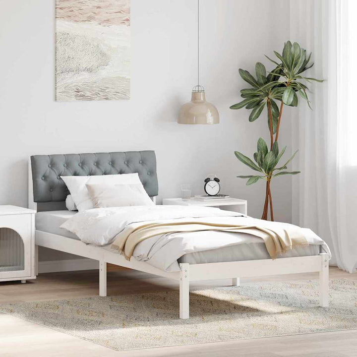 Sengestel Hvid og lys grå 90 x 200 cm Massivt fyrretræ