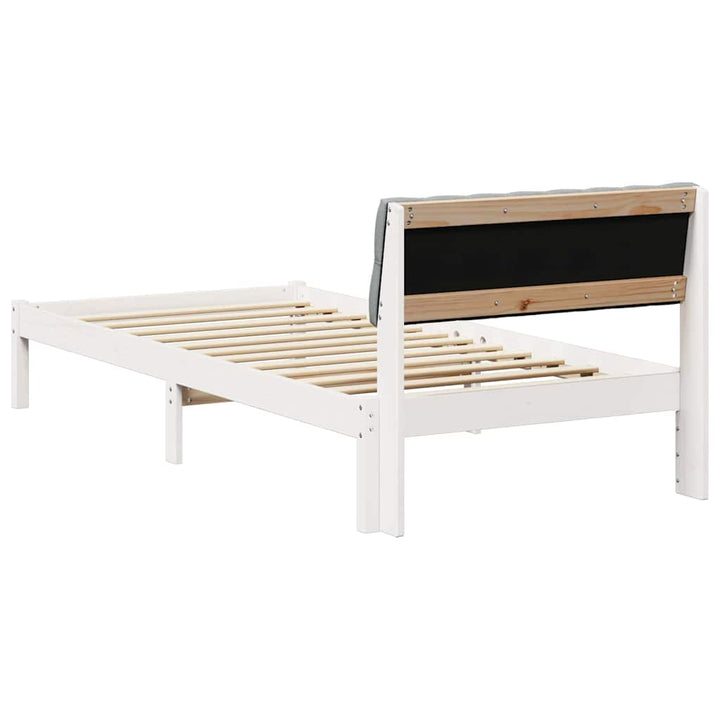 Sengestel Hvid og lys grå 90 x 200 cm Massivt fyrretræ