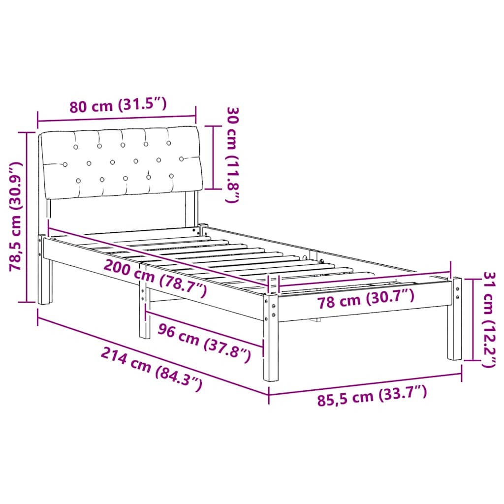 Sengestel Brun og taupe 80 x 200 cm Massivt fyrretræ