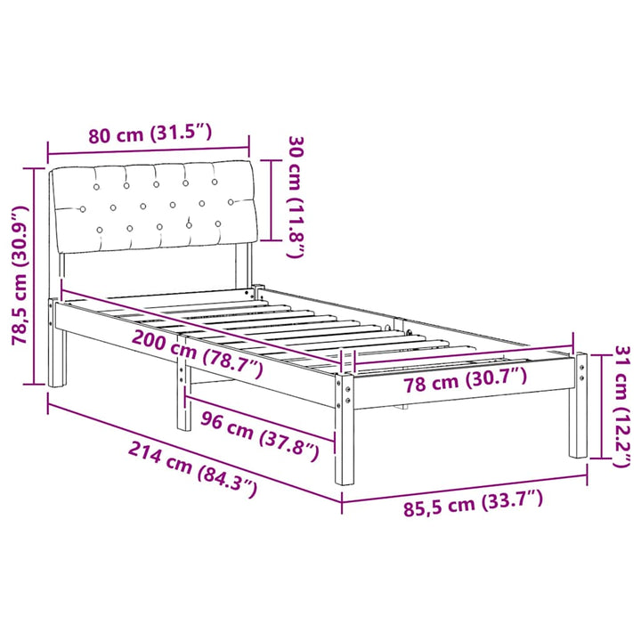 Sengestel Brun og taupe 80 x 200 cm Massivt fyrretræ