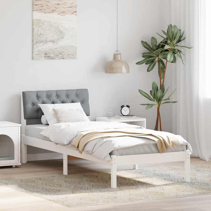 Sengestel Hvid og lys grå 80 x 200 cm Massivt fyrretræ
