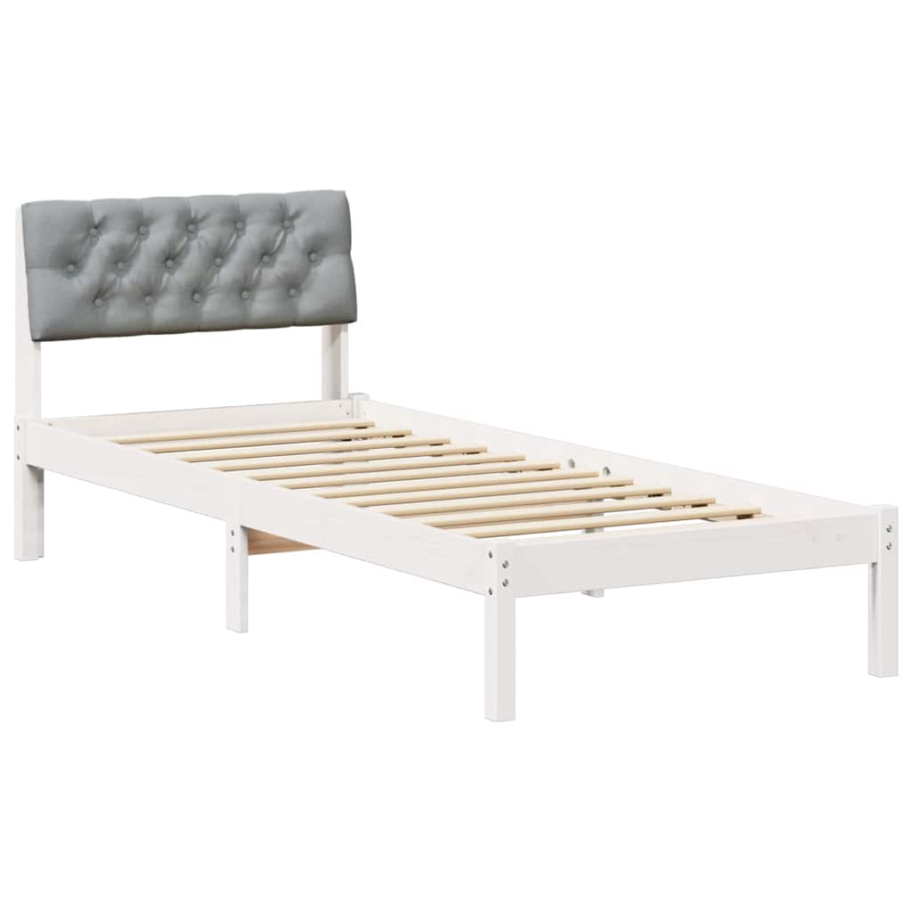 Sengestel Hvid og lys grå 80 x 200 cm Massivt fyrretræ