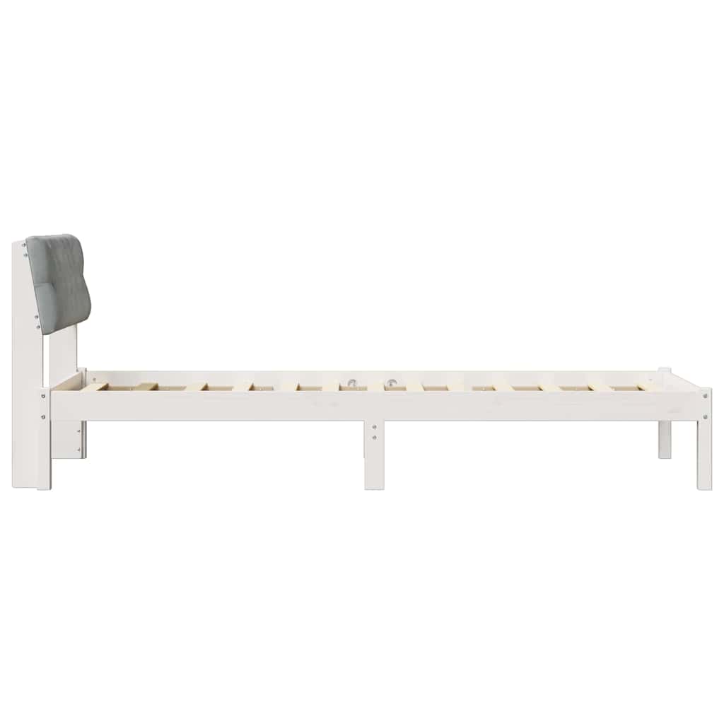 Sengestel Hvid og lys grå 80 x 200 cm Massivt fyrretræ