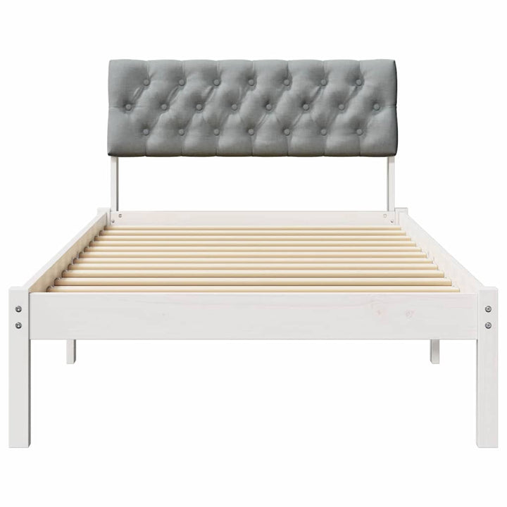Sengestel Hvid og lys grå 90 x 190 cm Massivt fyrretræ