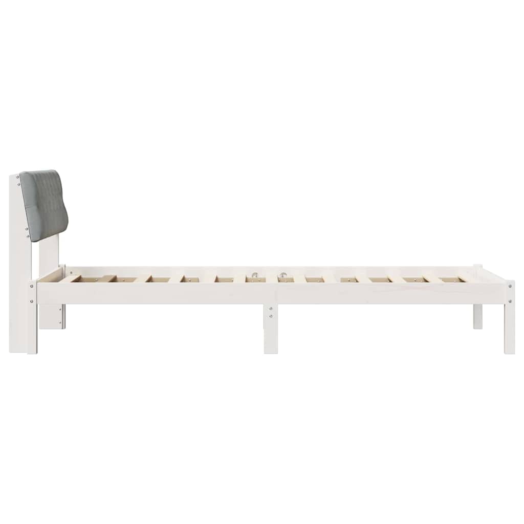 Sengestel Hvid og lys grå 90 x 190 cm Massivt fyrretræ