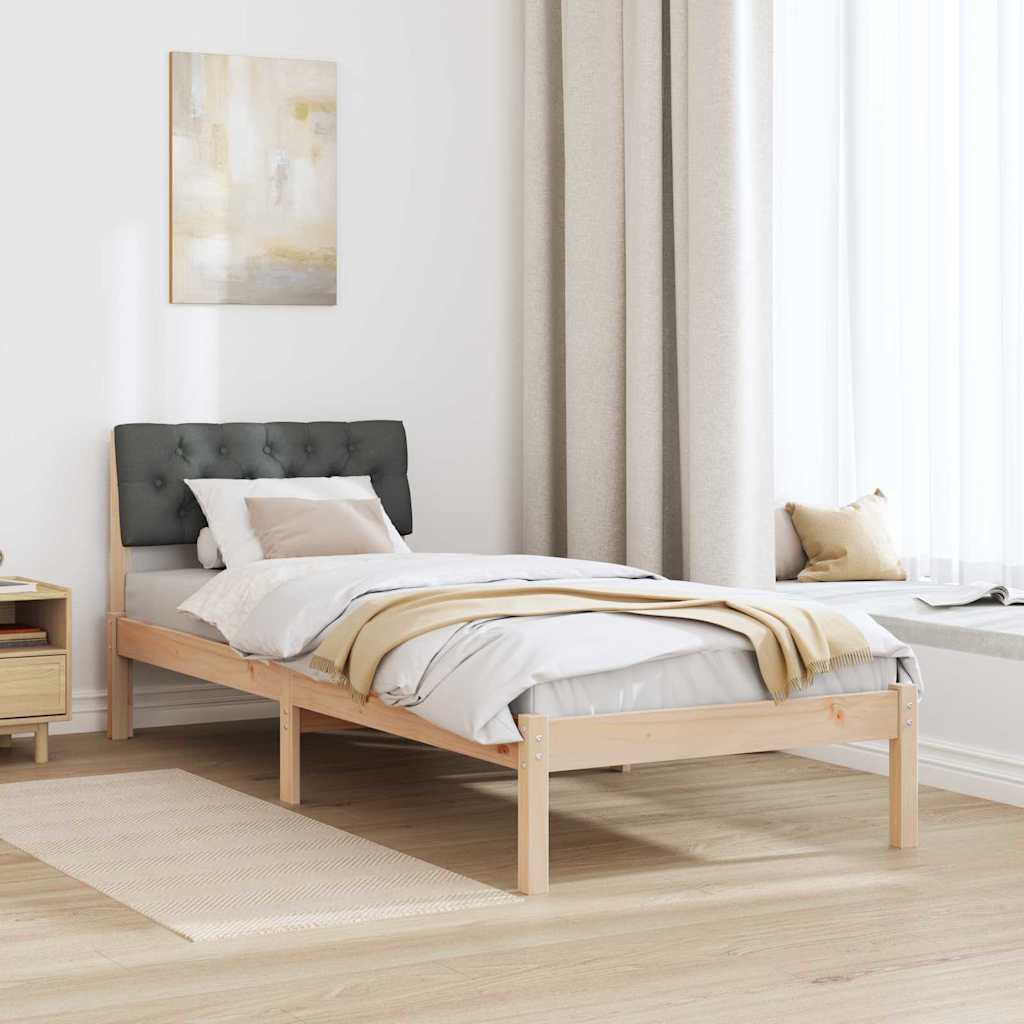 Sengestel brun og mørkegrå 75 x 190 cm Massivt fyrretræ