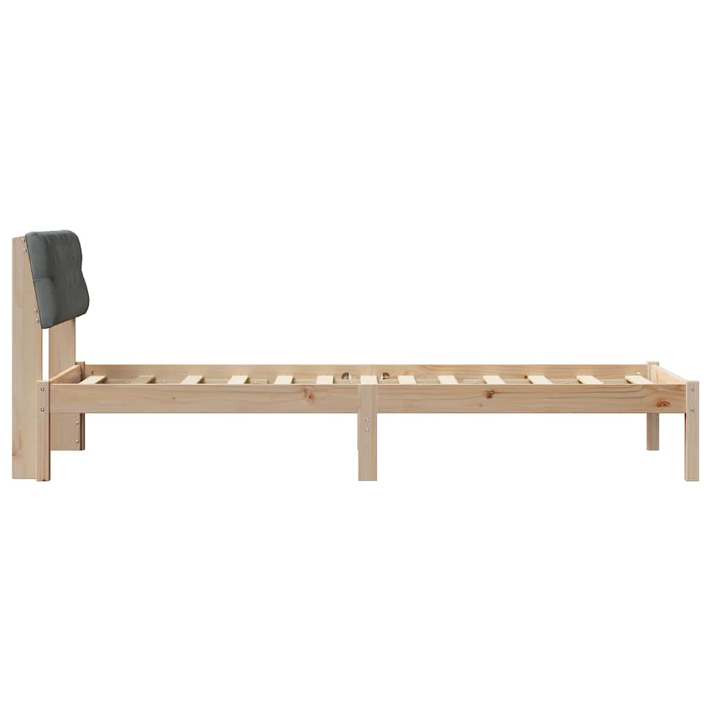Sengestel brun og mørkegrå 75 x 190 cm Massivt fyrretræ