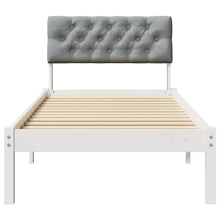 Sengestel Hvid og lys grå 75 x 190 cm Massivt fyrretræ