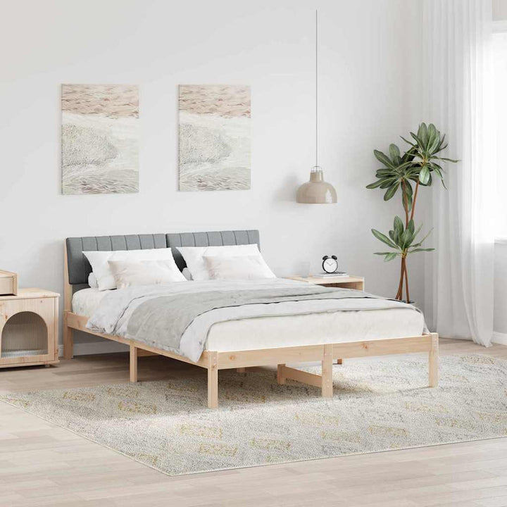 Sengestel Brun og lys grå 135 x 190 cm Massivt fyrretræ