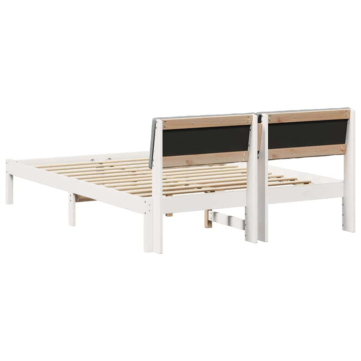 Sengestel Hvid og lys grå 135 x 190 cm Massivt fyrretræ
