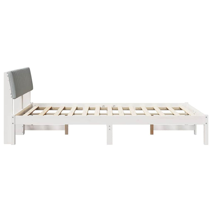 Sengestel Hvid og lys grå 135 x 190 cm Massivt fyrretræ