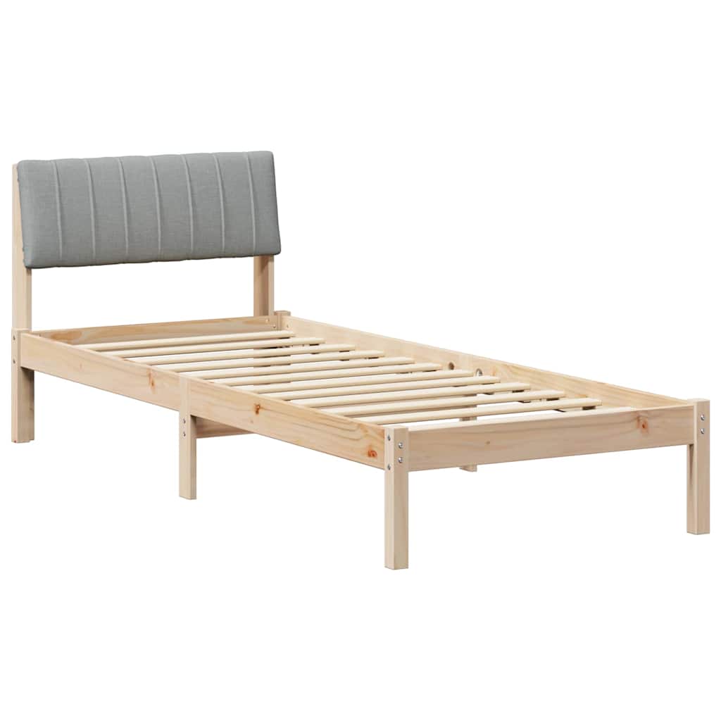 Sengestel Brun og lys grå 75 x 190 cm Massivt fyrretræ
