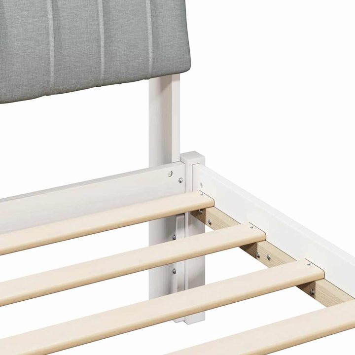 Sengestel Hvid og lys grå 75 x 190 cm Massivt fyrretræ