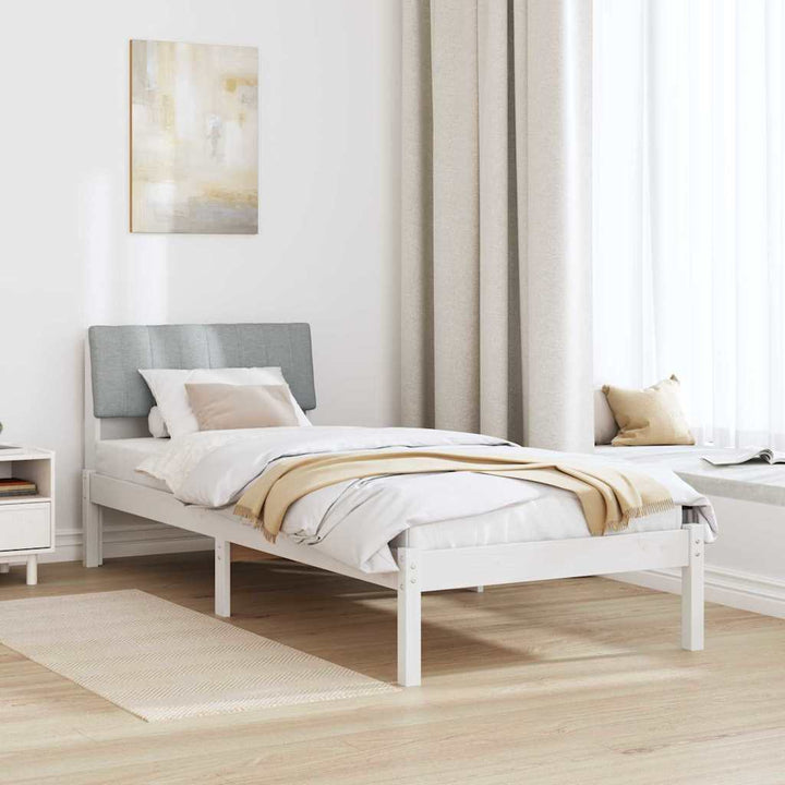 Sengestel Hvid og lys grå 75 x 190 cm Massivt fyrretræ