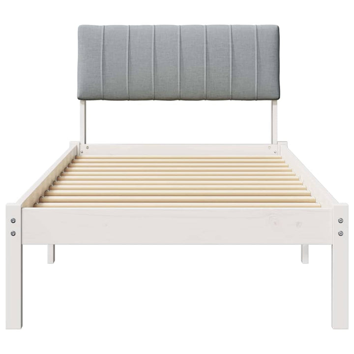 Sengestel Hvid og lys grå 75 x 190 cm Massivt fyrretræ