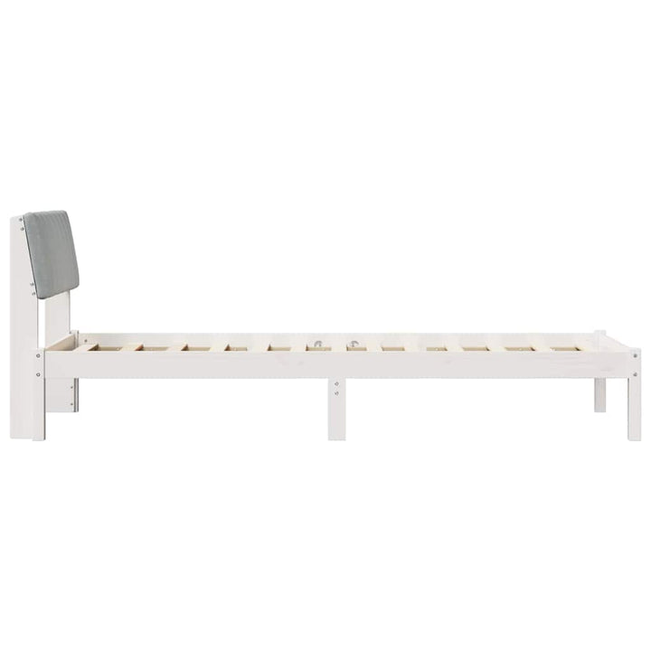 Sengestel Hvid og lys grå 75 x 190 cm Massivt fyrretræ