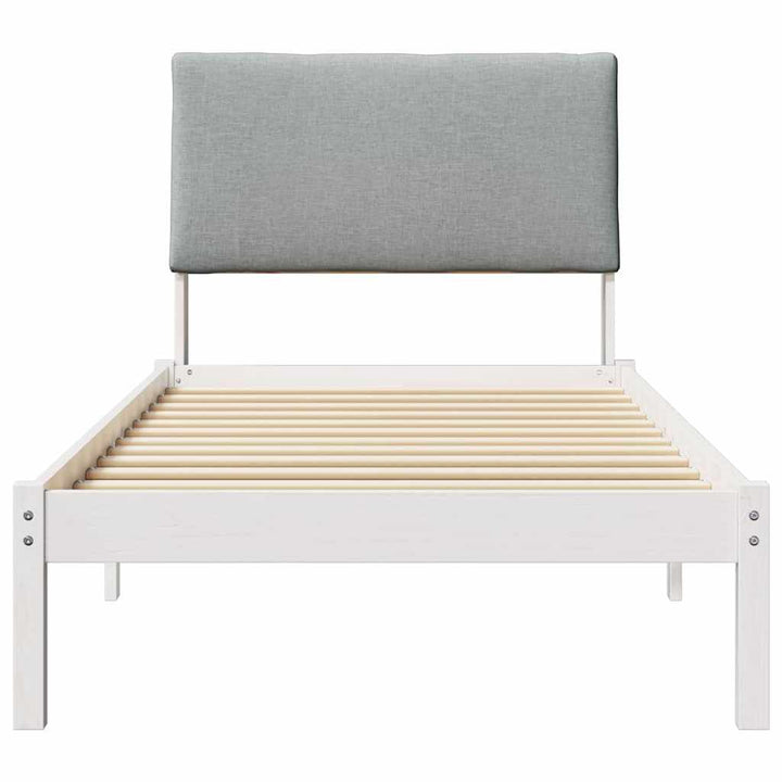 Sengestel Hvid og lys grå 100 x 200 cm Massivt fyrretræ