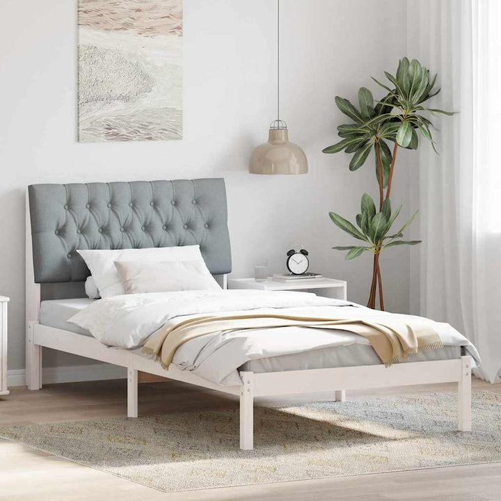 Sengestel med Polstret Hovedgavl Hvid 100 x 200 cm