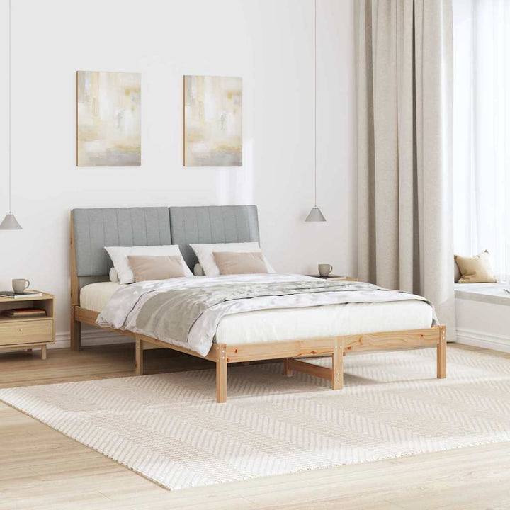Sengestel med hovedgærde Brun 135 x 190 cm Massiv fyrretræ