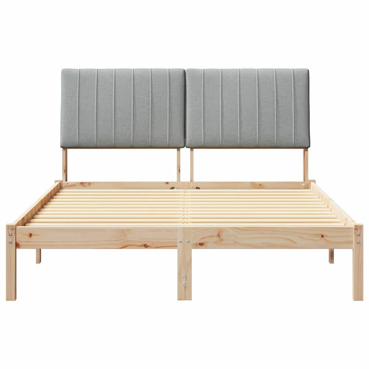 Sengestel med hovedgærde Brun 135 x 190 cm Massiv fyrretræ