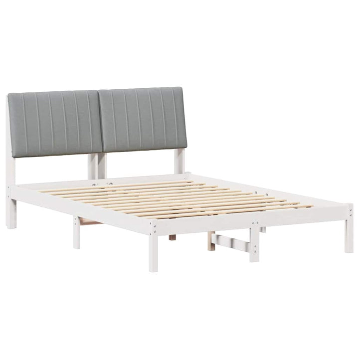 Sengestel med hovedgærde Hvid 135 x 190 cm Massiv fyrretræ