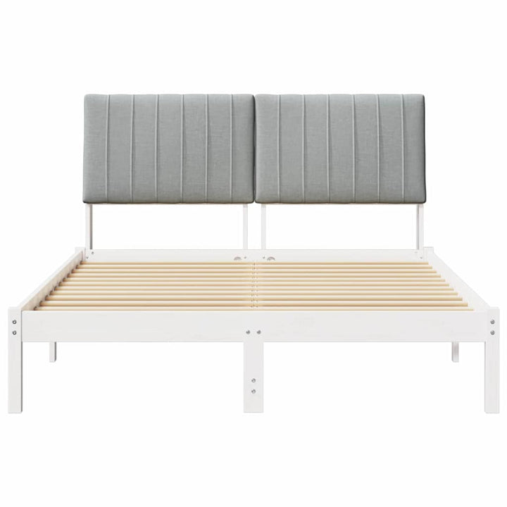 Sengestel med hovedgærde Hvid 135 x 190 cm Massiv fyrretræ