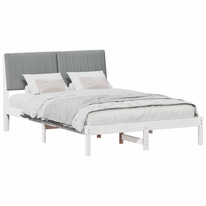 Sengestel med hovedgærde Hvid 135 x 190 cm Massiv fyrretræ