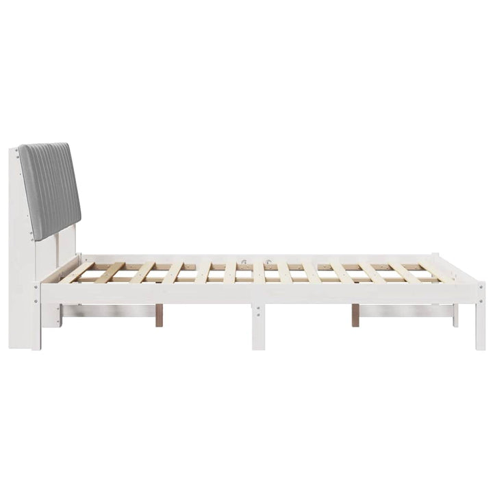 Sengestel med hovedgærde Hvid 135 x 190 cm Massiv fyrretræ