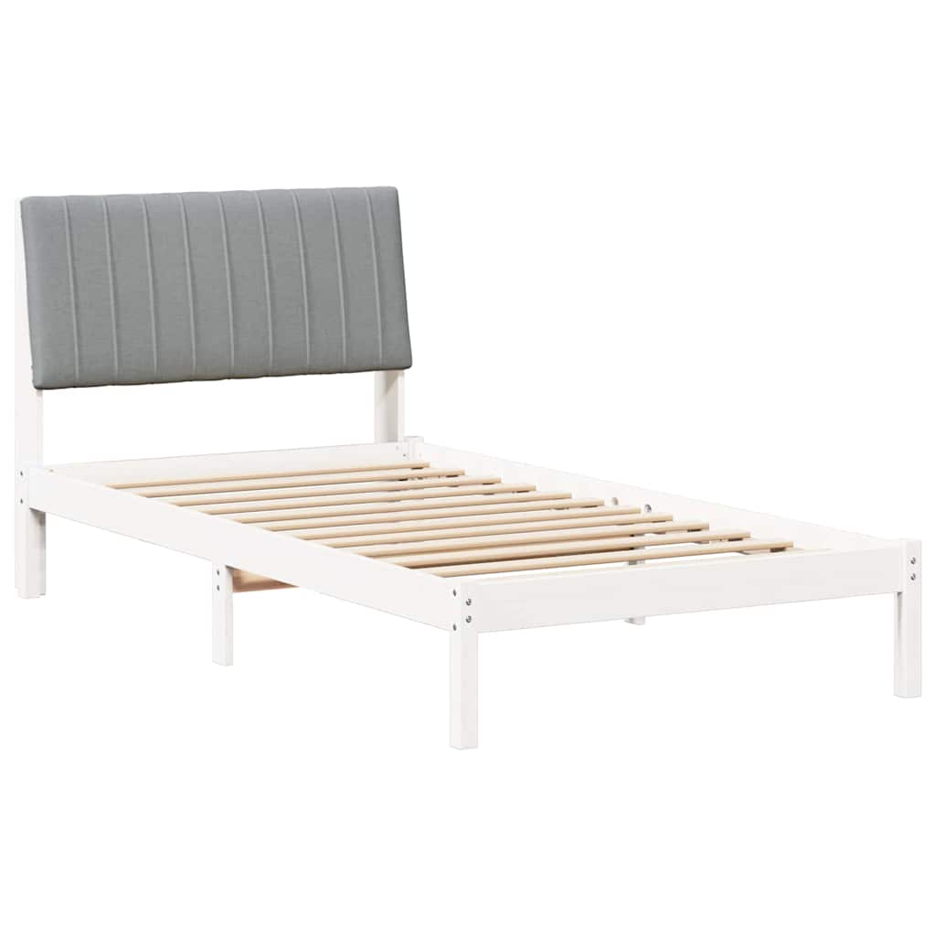 Sengestel med hovedgærde Hvid 100 x 200 cm Massiv fyrretræ