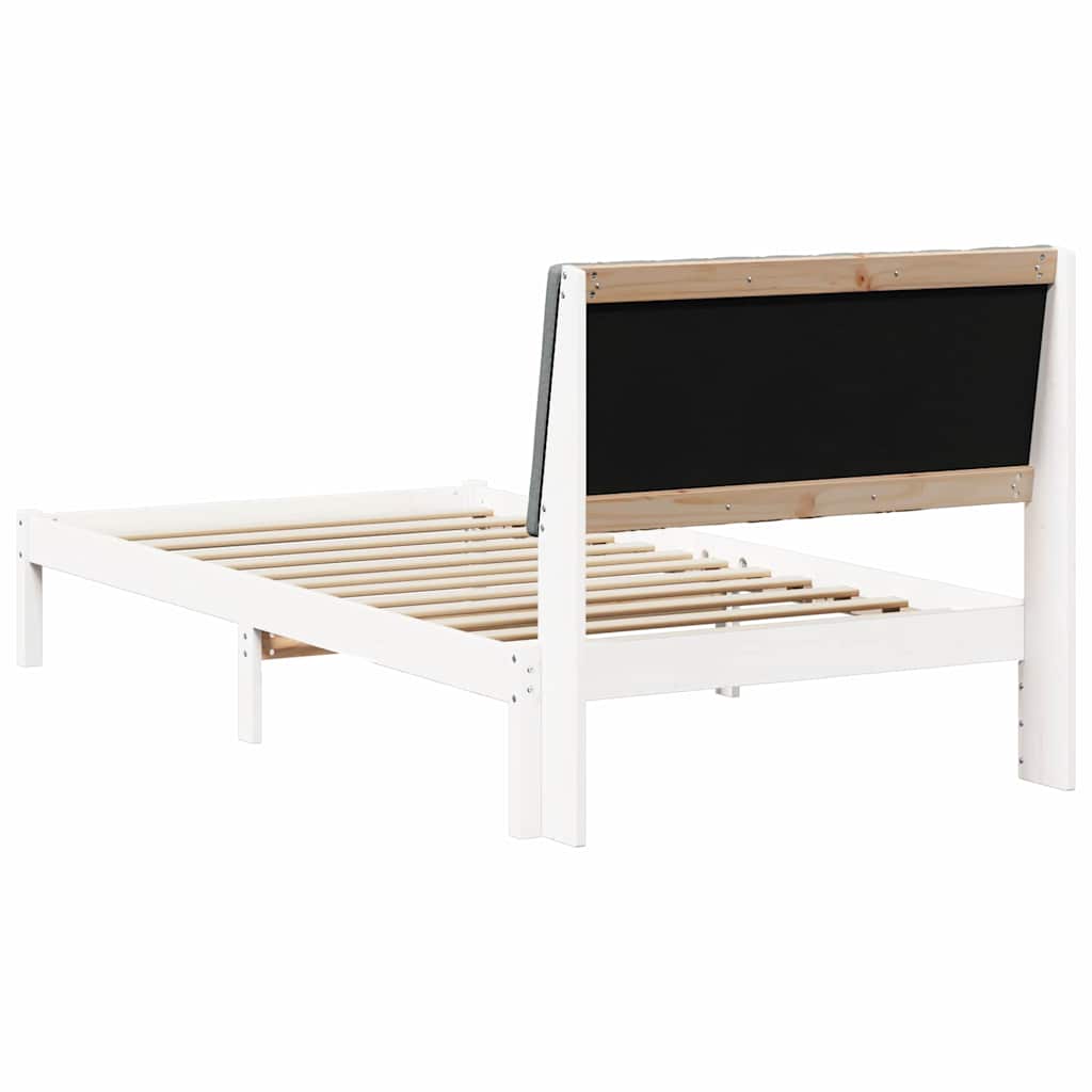 Sengestel med hovedgærde Hvid 100 x 200 cm Massiv fyrretræ