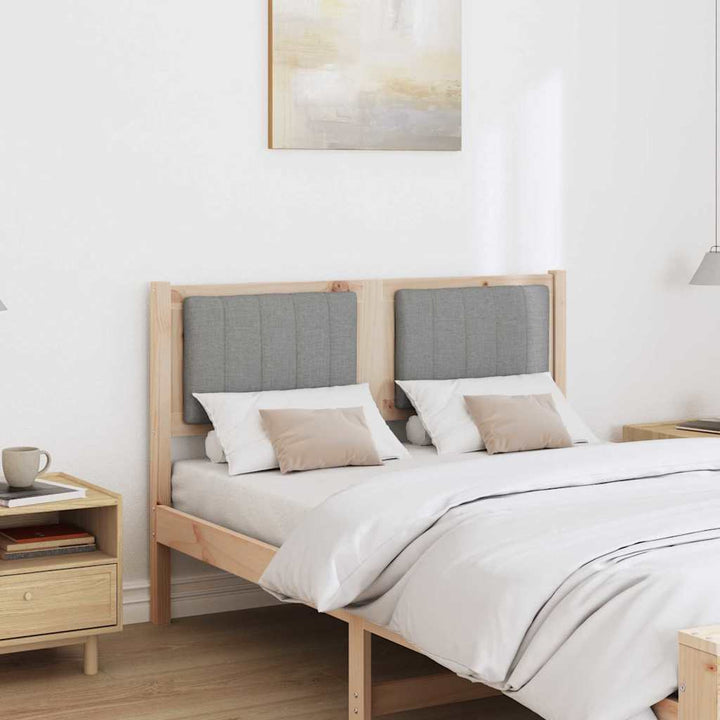 Polstret sengegavl med hovedgærde Brun 120 cm Massiv fyrretræ