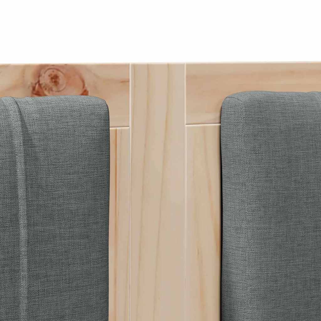 Polstret sengegavl med hovedgærde Brun 120 cm Massiv fyrretræ