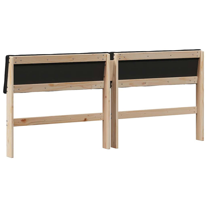 Polstret sengegavl Sort 180 cm Massiv fyrretræ