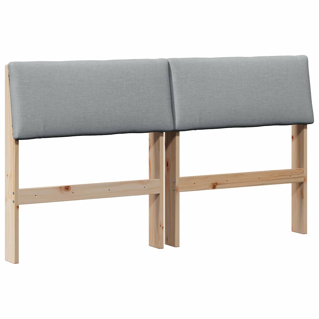 Polstret sengegavl Lysegrå 160 cm Massiv fyrretræ