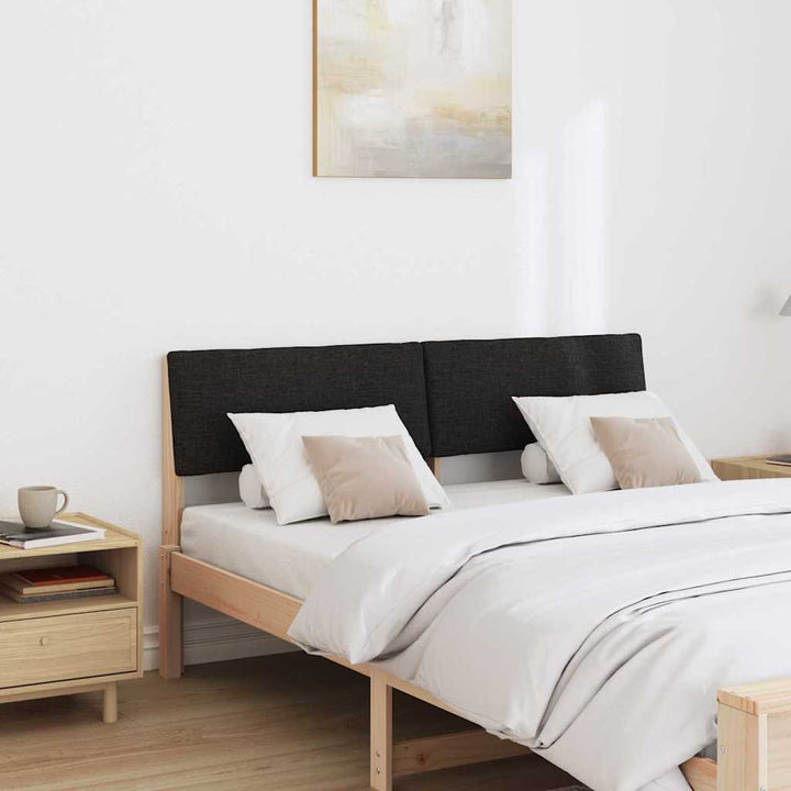 Polstret sengegavl Sort 160 cm Massiv fyrretræ