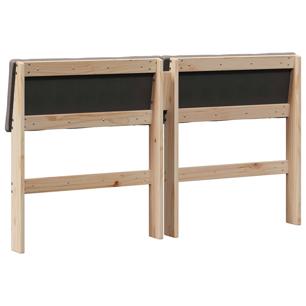 Polstret sengegavl Gråbrun 160 cm Massiv fyrretræ