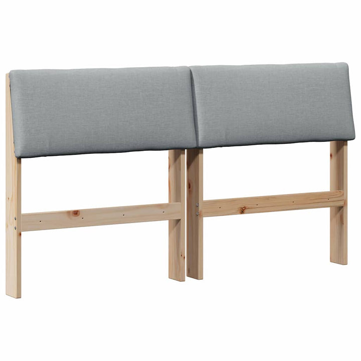 Polstret sengegavl Lysegrå 150 cm Massiv fyrretræ