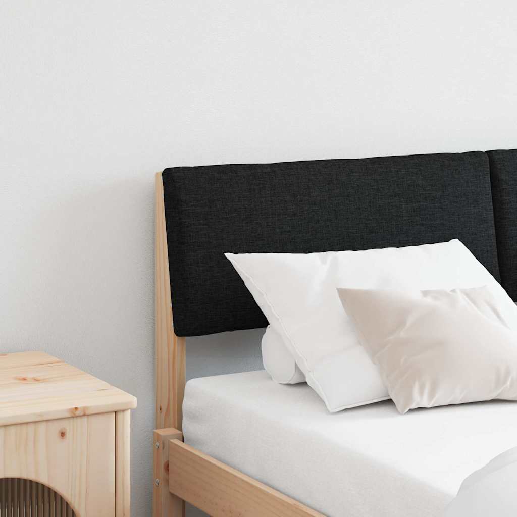Polstret sengegavl Sort 150 cm Massiv fyrretræ