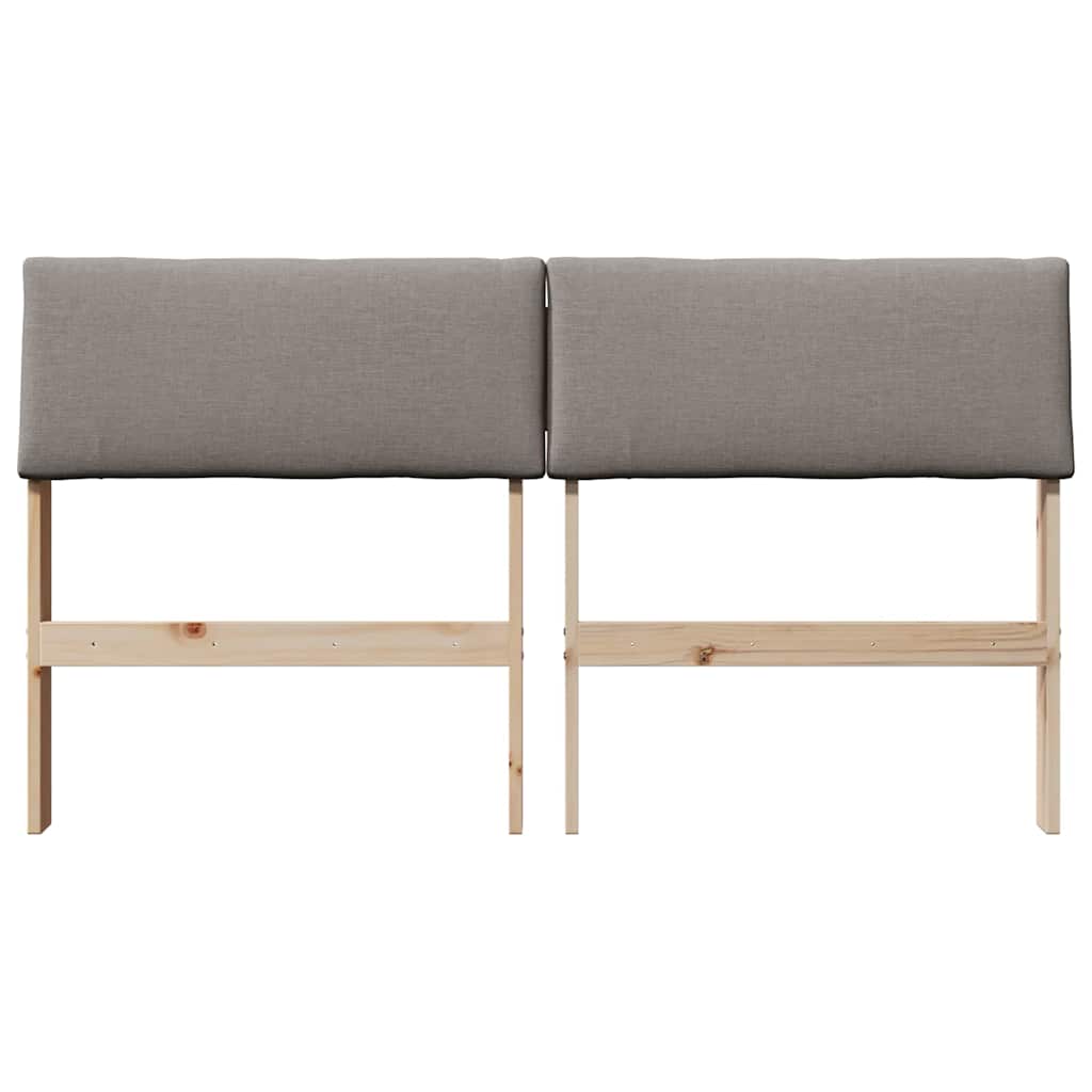 Polstret sengegavl Gråbrun 150 cm Massiv fyrretræ
