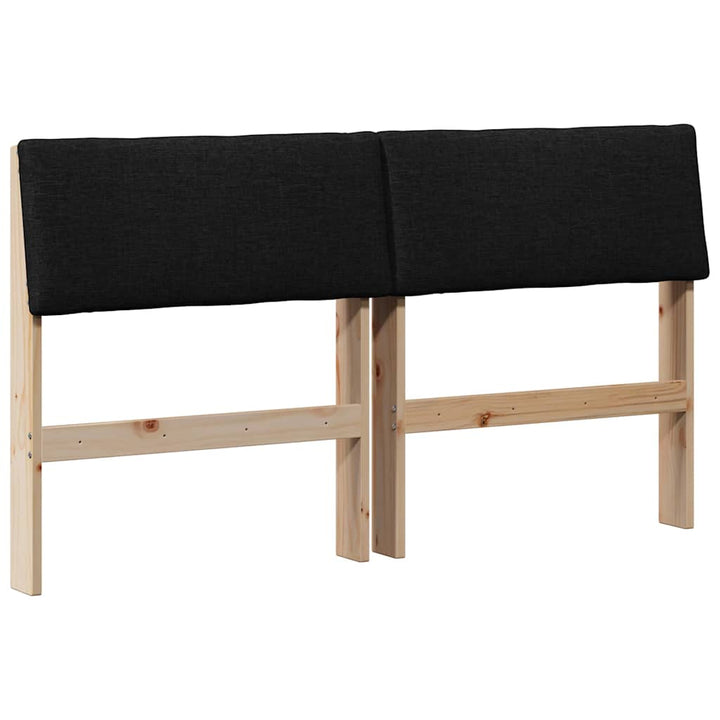 Polstret sengegavl Sort 140 cm Massiv fyrretræ