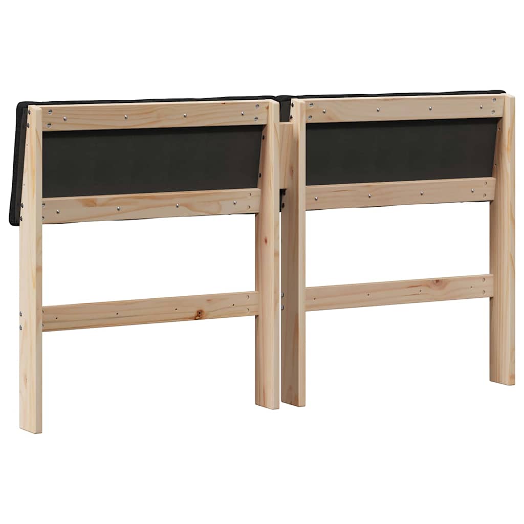Polstret sengegavl Sort 140 cm Massiv fyrretræ