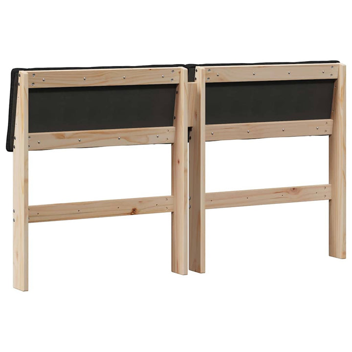 Polstret sengegavl Sort 140 cm Massiv fyrretræ