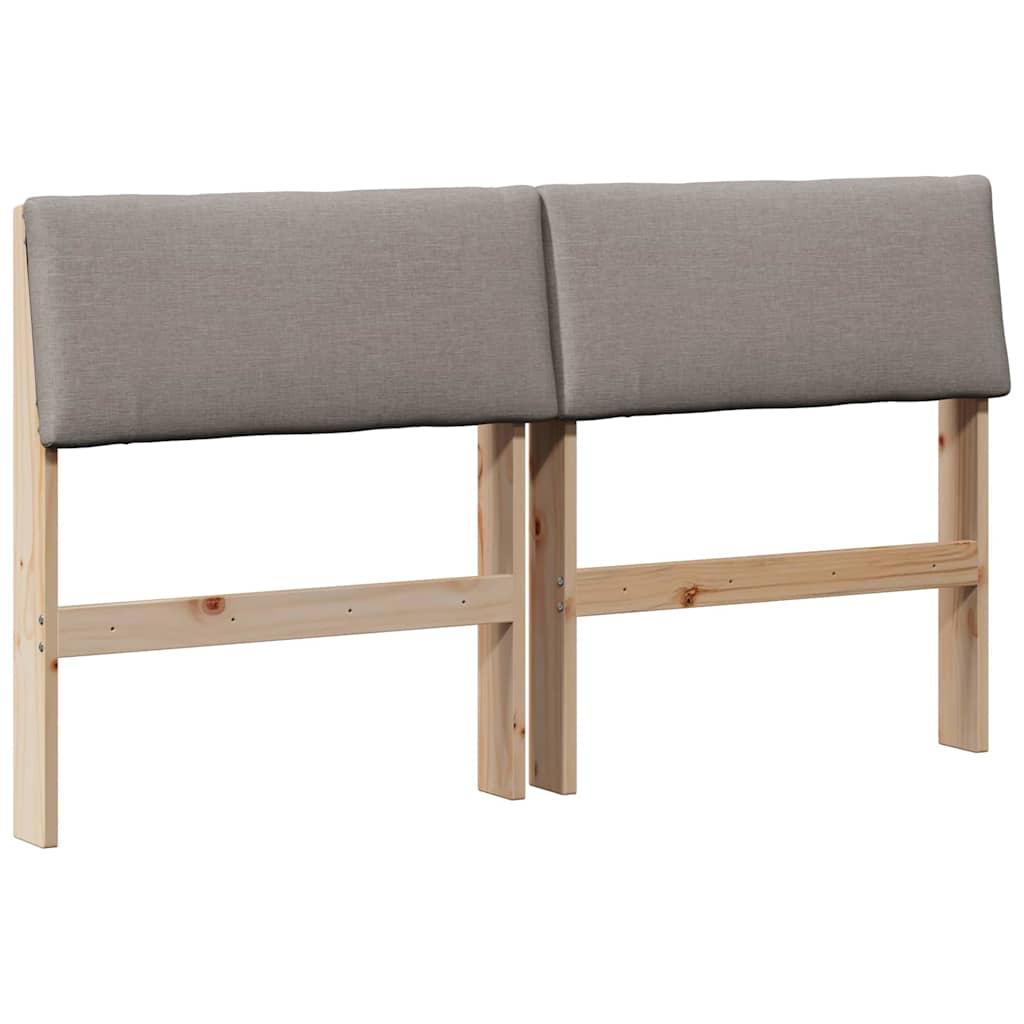 Polstret sengegavl Gråbrun 135 cm Massiv fyrretræ