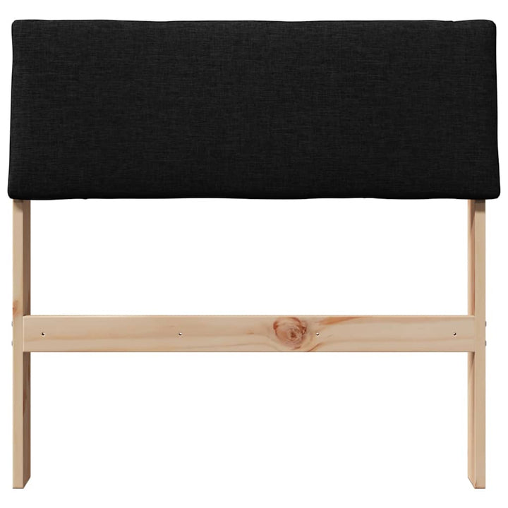 Polstret sengegavl Sort 80 cm Massiv fyrretræ