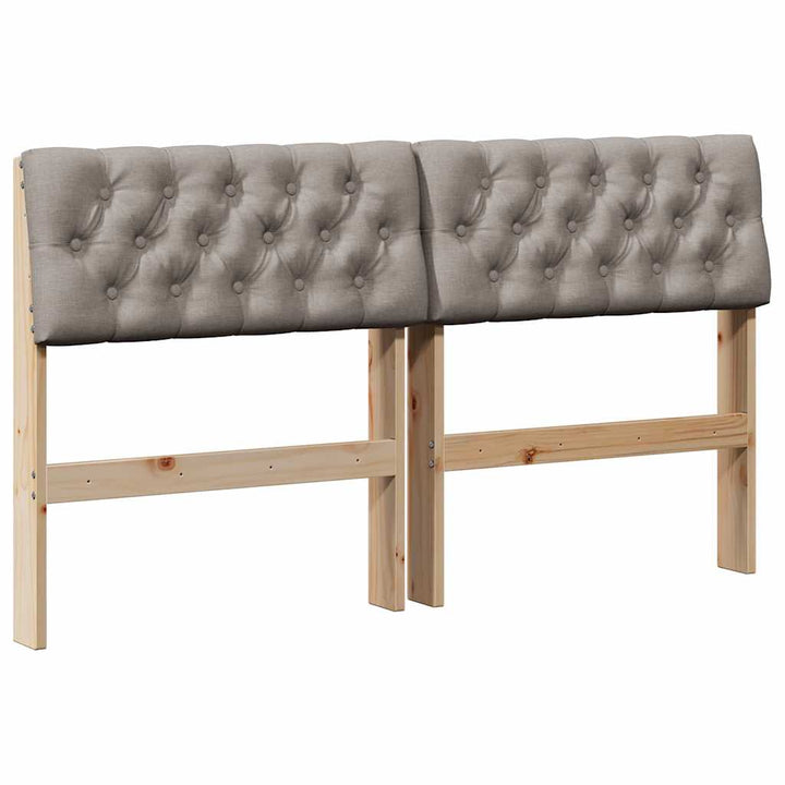 Polstret sengegavl Gråbrun 160 cm Massiv fyrretræ