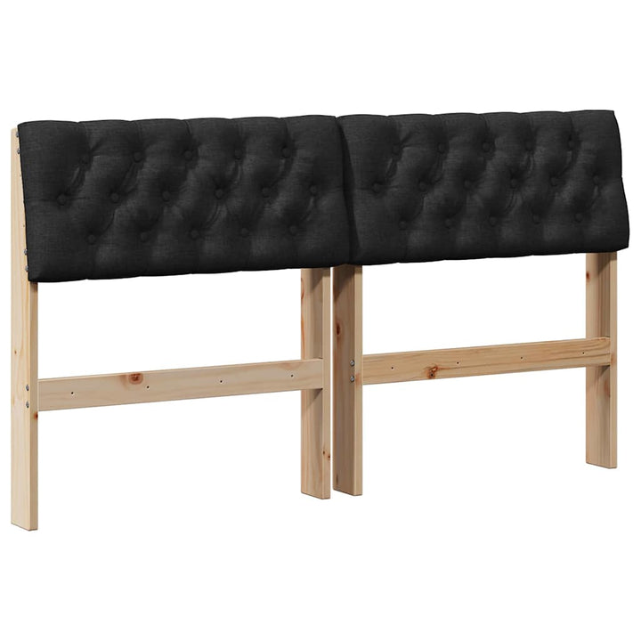 Polstret sengegavl Sort 140 cm Massiv fyrretræ