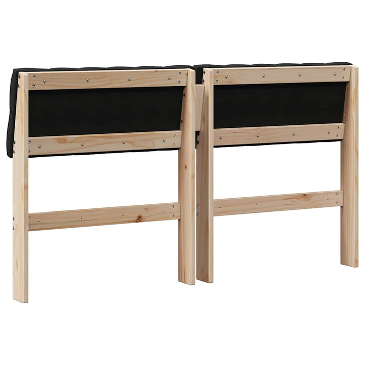 Polstret sengegavl Sort 140 cm Massiv fyrretræ
